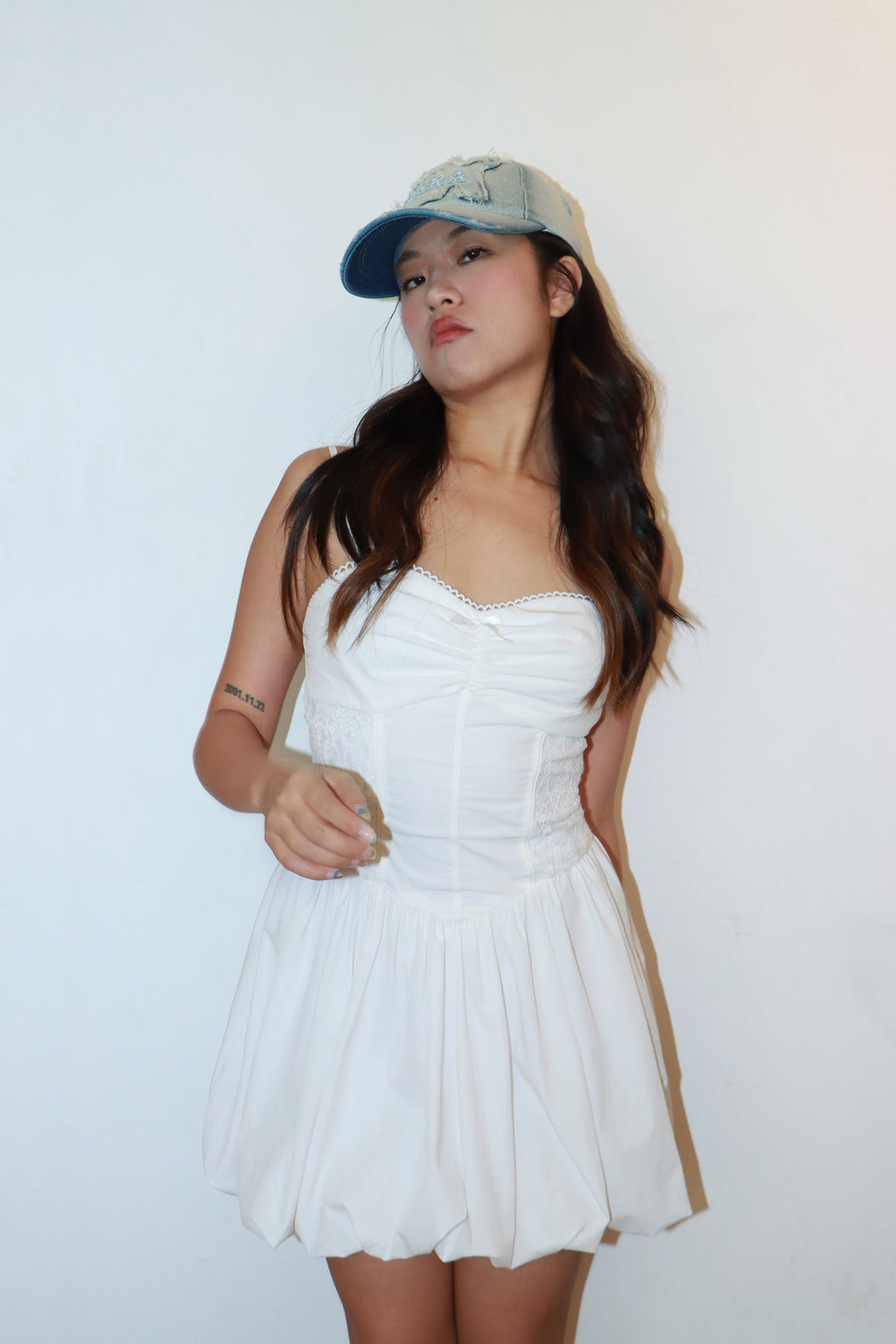 Faded Blue Distressed Vintage Wash Denim "Viva La Vida" Baseball Cap