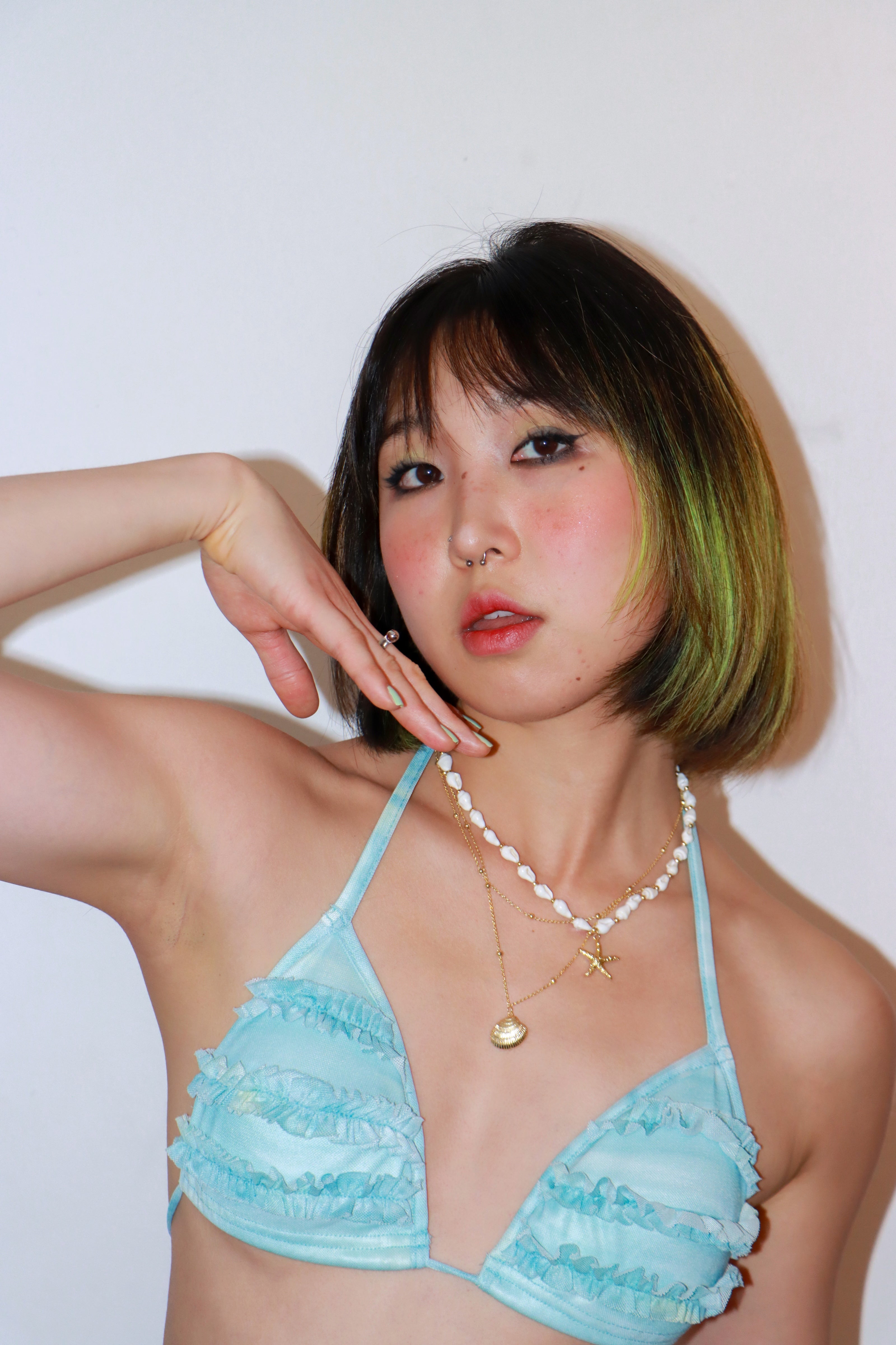Ocean Breeze Blue Bikini Set with Lace & Tulle Skirt