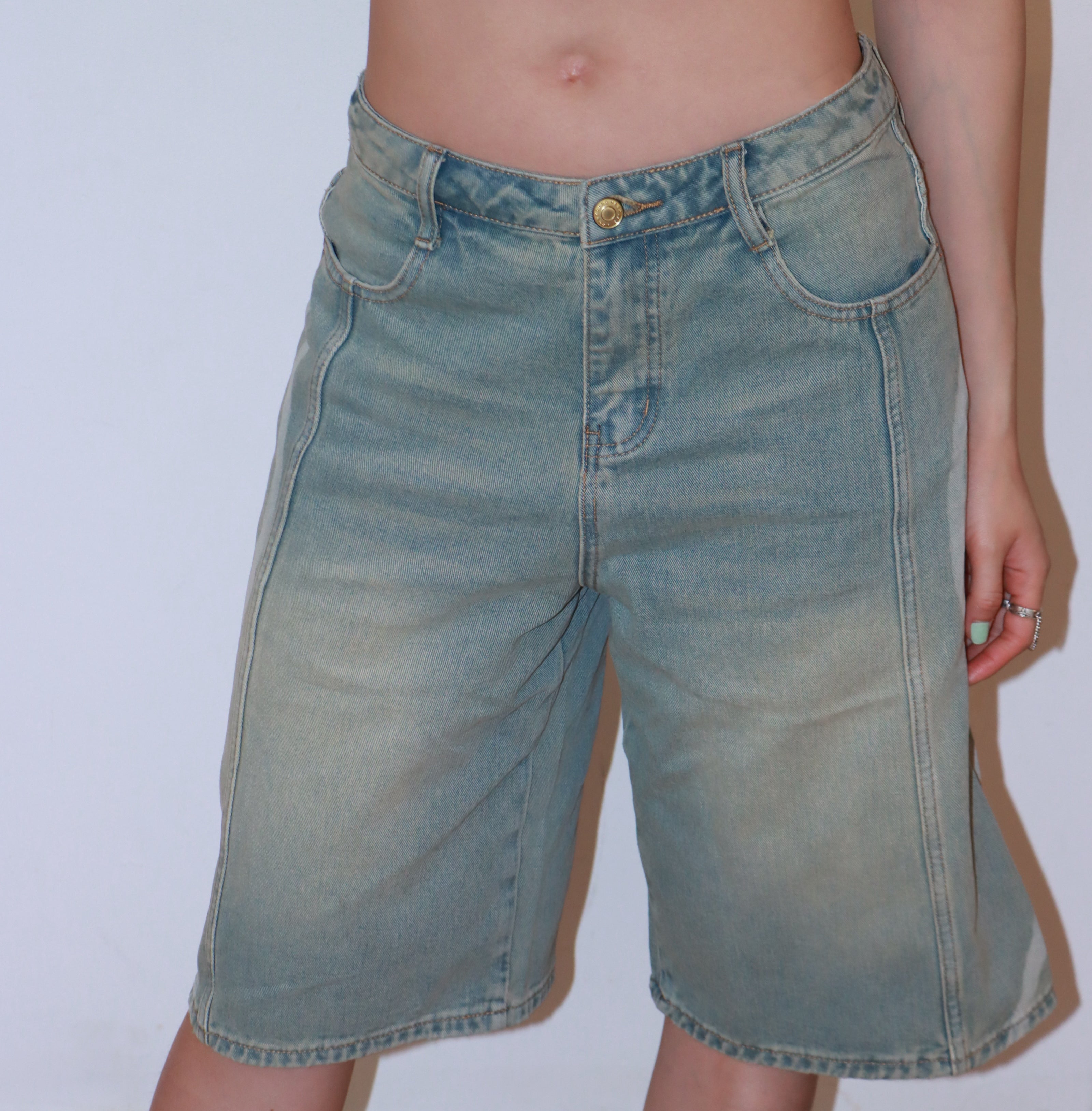 Ocean Wave Edge Washed Denim Jorts