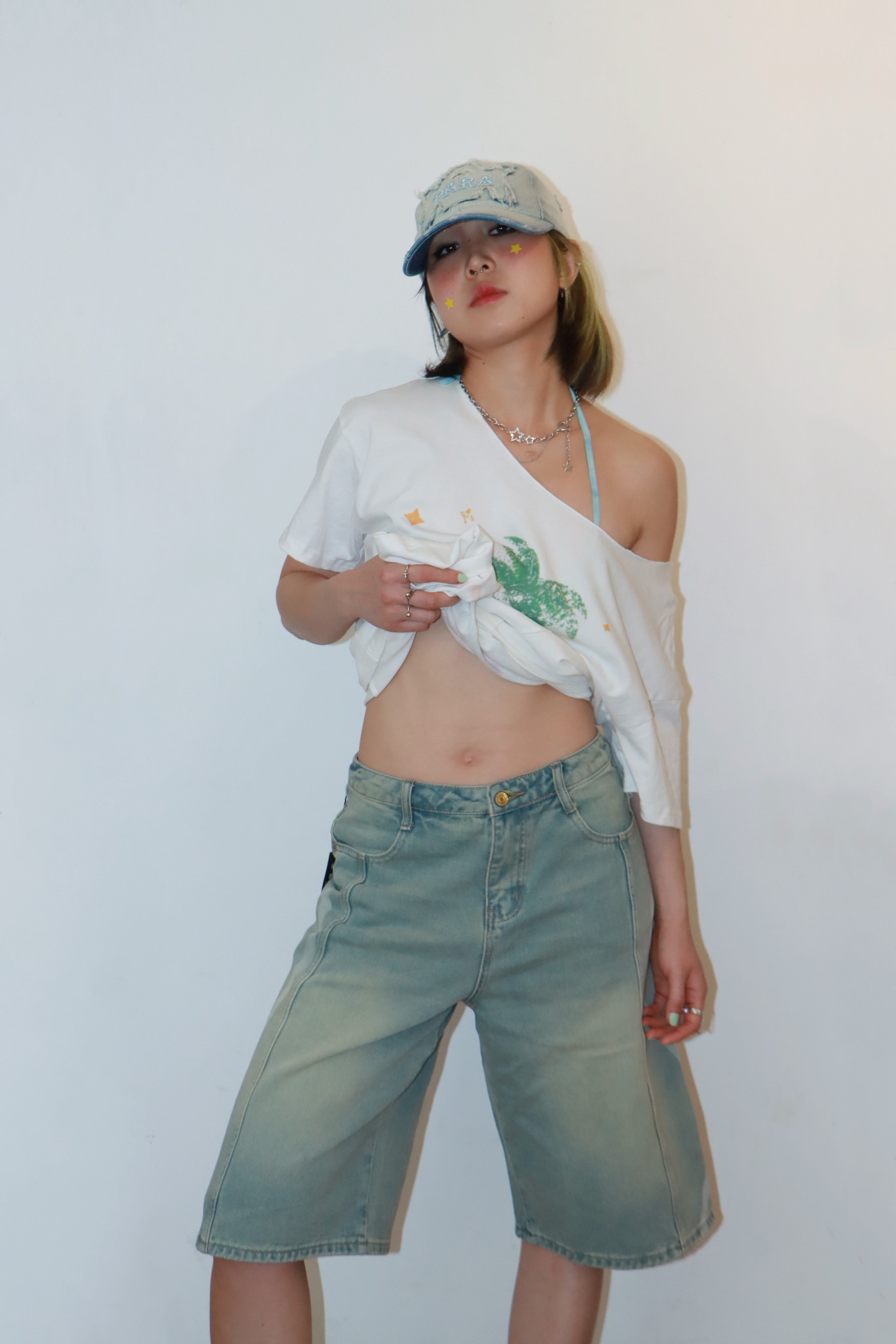 Ocean Wave Edge Washed Denim Jorts
